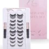 Magnetische Wimpers Met Eyeliner Set - Magnetic Lashes - Magneet - 10 Sets Nepwimpers Met 2 Eyeliners En 1 Applicator - Zwart