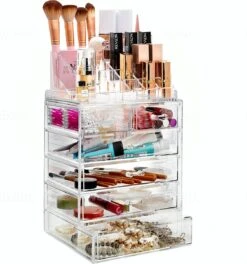 Merkloos XL Make-Up Organizer - 22 Opbergvakken - Tweedelig - Acryl