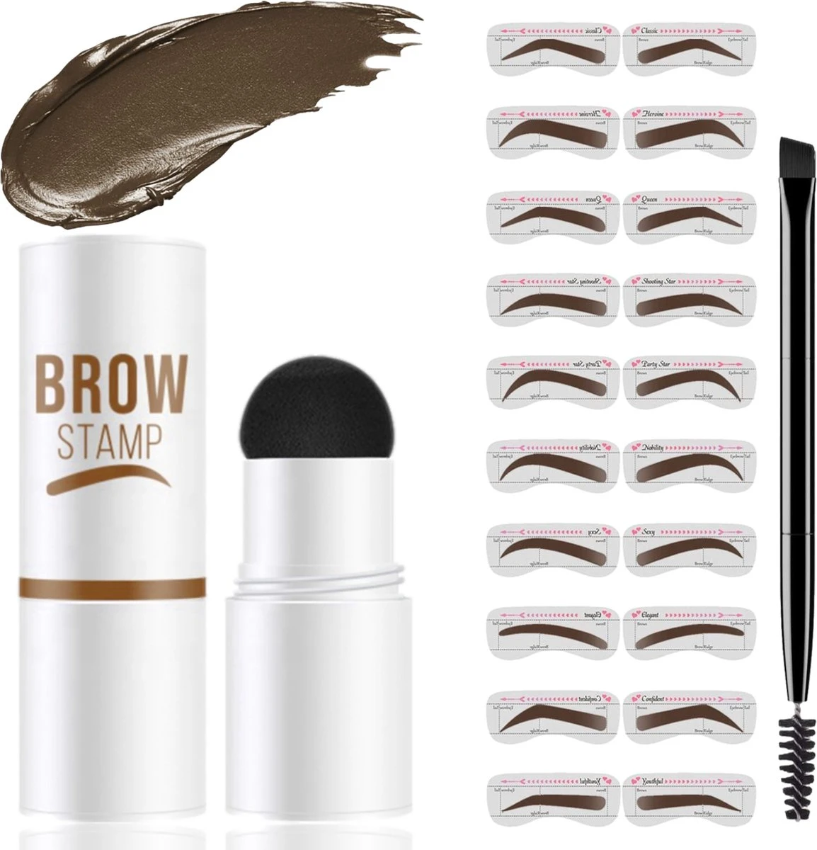 Merkloos Premium Wenkbrauw Stempel - Wenkbrauw Sjabloon - Wenkbrauwstempel - Brow Stamp - 10 Sjablonen - Borsteltje - Herbruikbaar - Waterdicht - Cadeau Voor Haar - Mediumbruin 1 Merkloos Premium Wenkbrauw Stempel - Wenkbrauw Sjabloon - Wenkbrauwstempel - Brow Stamp - 10 Sjablonen - Borsteltje - Herbruikbaar - Waterdicht - Cadeau Voor Haar - Mediumbruin