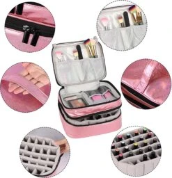 YONO Nagellak Tas - Nagelkoffer Beautycase - Cosmetica Koffer - Manicure Organizer - Roze -Cosmetisch Korting 1160x1200 9