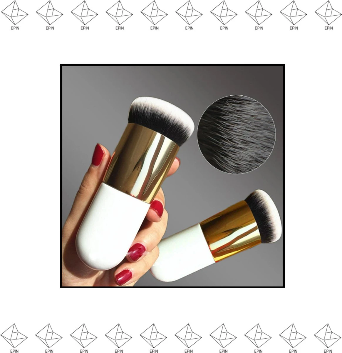 Merkloos EPIN | Poederkwast | Foundation Kwast | Powder Brush | Make-up Kwast | Zwart Met Zilver 3 Merkloos EPIN | Poederkwast | Foundation Kwast | Powder Brush | Make-up Kwast | Zwart Met Zilver - Afbeelding 3
