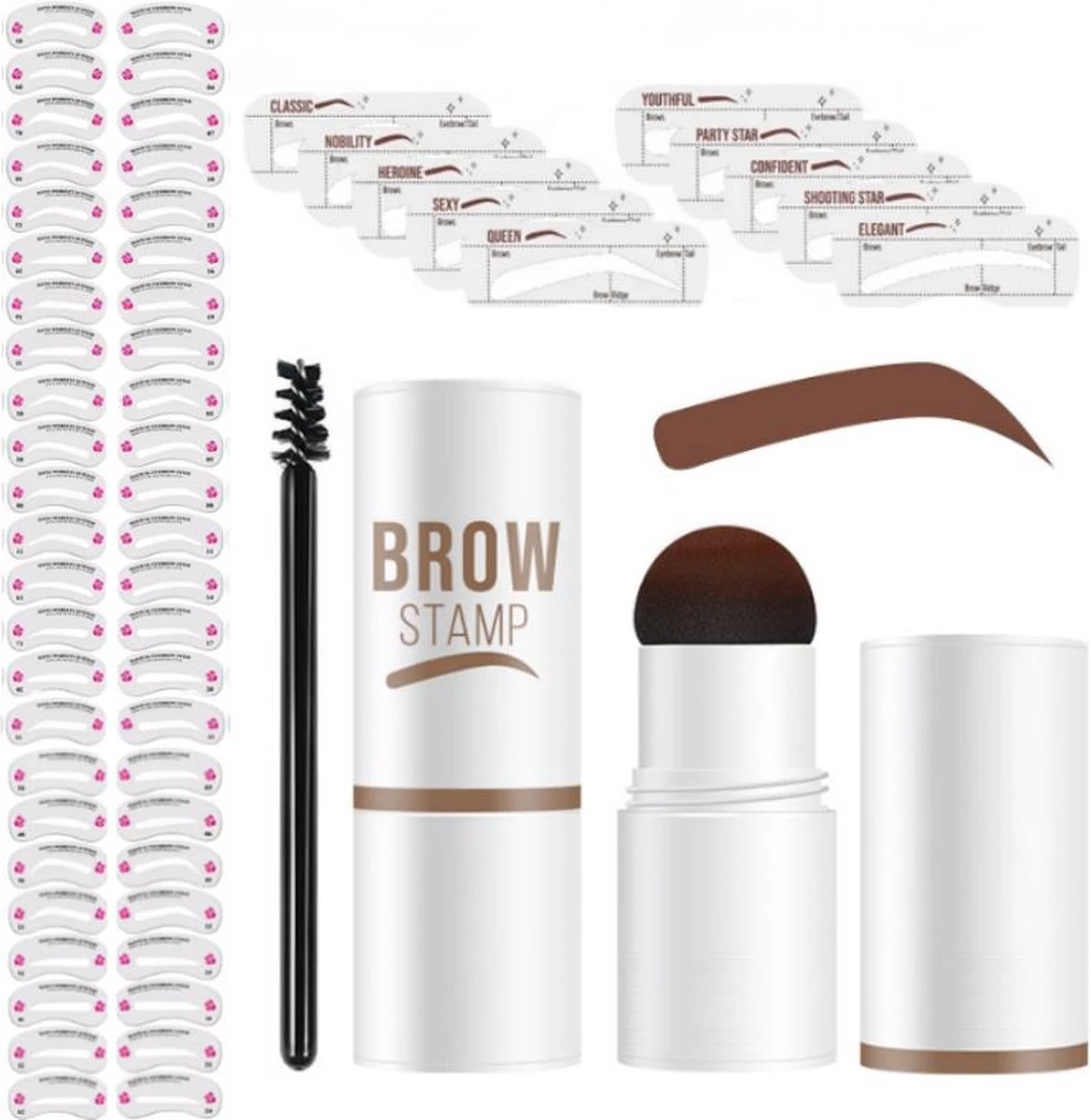 Merkloos Wenkbrauw Stempel – Brow Stamp – Stempelset – Make Up – Bruin – Incl. 34 Sjablonen – Incl. Wenkbrauw Borstel – Waterproof - Herbruikbaar - Cadeau Voor Haar 1 Merkloos Wenkbrauw Stempel – Brow Stamp – Stempelset – Make Up – Bruin – Incl. 34 Sjablonen – Incl. Wenkbrauw Borstel – Waterproof - Herbruikbaar - Cadeau Voor Haar