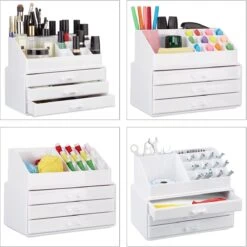 Relaxdays Make-up Organizer Klein - Stapelbaar - Sieradendoosje - Cosmetica - Opbergbox - Doorzichtig -Cosmetisch Korting 1198x1200 30