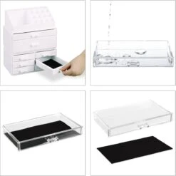 Relaxdays Make-up Organizer - Tweedelig - Cosmetica Opbergdoos - Transparant -Cosmetisch Korting 1198x1200 31