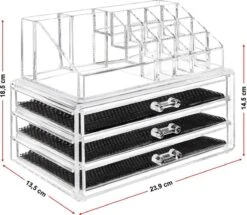 Merkloos Make-up Organizer, Make Up Opberger, 3 Laden, Opbergdoos, Make-up Bewaardoos -Cosmetisch Korting 1200x1043