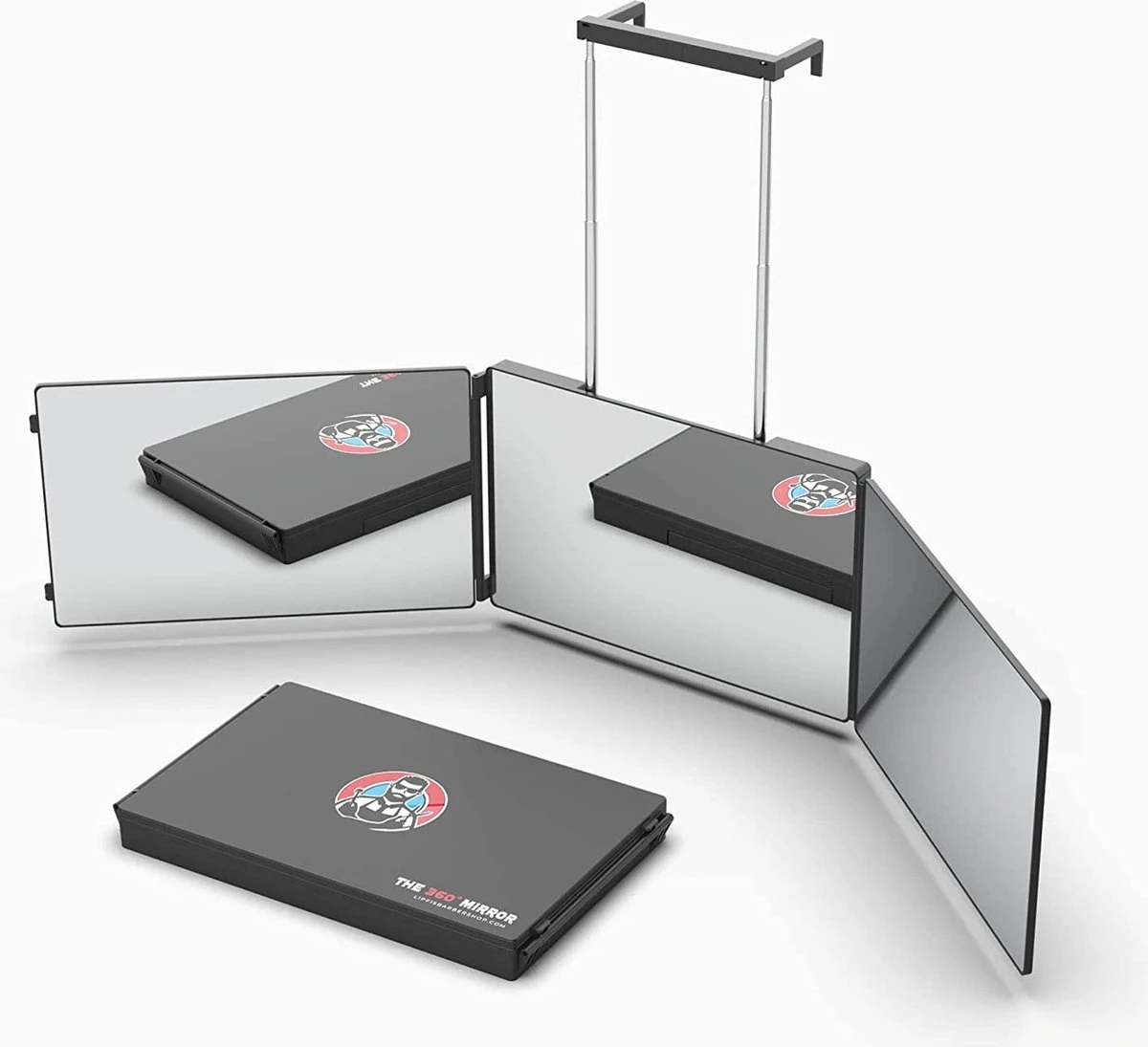 360 ° Graden Spiegel - SELF Cut Mirror System - DRIE Zijspiegel Voor Zelfknippend Haar Met In Hoogte Verstelbare Telescopische Haken (360 Spiegels Met LED-verlichting) (Slechts 360 Spiegels) 3 360 ° Graden Spiegel - SELF Cut Mirror System - DRIE Zijspiegel Voor Zelfknippend Haar Met In Hoogte Verstelbare Telescopische Haken (360 Spiegels Met LED-verlichting) (Slechts 360 Spiegels) - Afbeelding 3