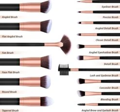 Bestope Make Up Kwasten Set Met Beauty Blenders 16 Delig - Brush Set - Kwasten Reiniger - Rosé Goud -Cosmetisch Korting 1200x1122 1