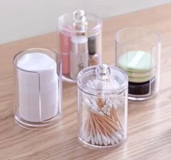 Without Lemon - Wattenstaafjes En Wattenschijfjes Houder - Dubbel Transparant Opberghouder - Opbergdoosje - Makeup Organizer - Open En Dichte Houder - Met Deksel - Stapelbaar -Cosmetisch Korting 1200x1123 2