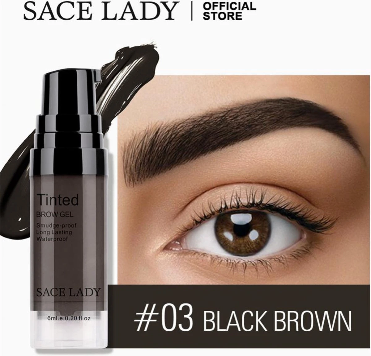 Sace Lady Tattoo Brow Peel-Off Gel - Brow Gel - Wenkbrauw Gel Mascara – Black Brown #03 – Assortiment ‘Het Gemak’ 1 Sace Lady Tattoo Brow Peel-Off Gel - Brow Gel - Wenkbrauw Gel Mascara – Black Brown #03 – Assortiment ‘Het Gemak’