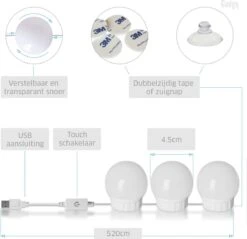 Gadgy Hollywood Spiegel Met Verlichting – Spiegel Met Licht - 10 LED Lampen - Dimbaar (SPIEGEL NIET INBEGREPEN) -Cosmetisch Korting 1200x1159 18