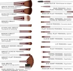 Evvie 24-delige Make-up Kwastenset - Wit/Rosé Goud - In Etui Marble -Cosmetisch Korting 1200x1163 4