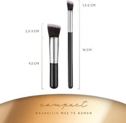 Evvie Set Van 10 Make-up Kwasten Kabuki - Zwart-Zilver -Cosmetisch Korting 1200x1165 8