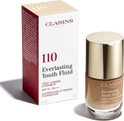 Clarins Everlasting Youth Fluid Illuminating & Firming Foundation - 110 Honey - Foundation - 30 Ml -Cosmetisch Korting 1200x1166 1