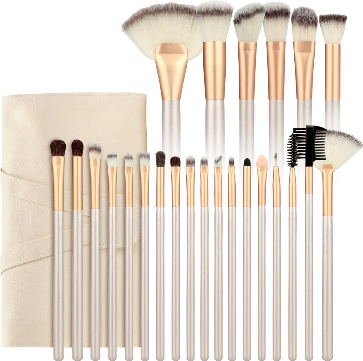 Professionele Make-up Kwastenset - 24 Delig - Beige-Goud 1 Professionele Make-up Kwastenset - 24 Delig - Beige-Goud