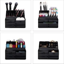 Relaxdays Make-up Organizer - Tweedelig - Cosmetica Opbergdoos - Transparant -Cosmetisch Korting 1200x1198 24