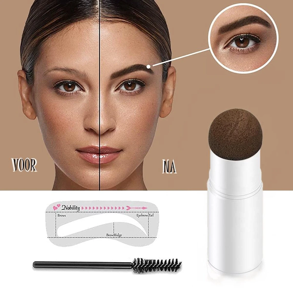 Merkloos Wenkbrauw Stempel – Brow Stamp – Stempelset – Make Up – Bruin – Incl. 34 Sjablonen – Incl. Wenkbrauw Borstel – Waterproof - Herbruikbaar - Cadeau Voor Haar 2 Merkloos Wenkbrauw Stempel – Brow Stamp – Stempelset – Make Up – Bruin – Incl. 34 Sjablonen – Incl. Wenkbrauw Borstel – Waterproof - Herbruikbaar - Cadeau Voor Haar - Afbeelding 2