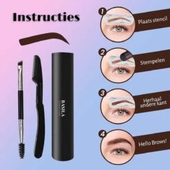 Basila® Duo Wenkbrauw Stempel Kit - Donker Bruin & Bruin - Watervast - Matte Poeder - Trimmer - 26 Stencils -Cosmetisch Korting 1200x1200 544