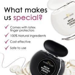 Marie-José & Co Brow Mapping String Set - Zwart & Witte Draad + 10 Vingerbeschermers - Perfect Wenkbrauwen Aftekenen Met Voorgekleurde Draad - Alternatief Voor Wenkbrauwsjablonen -Cosmetisch Korting 1200x1200 571