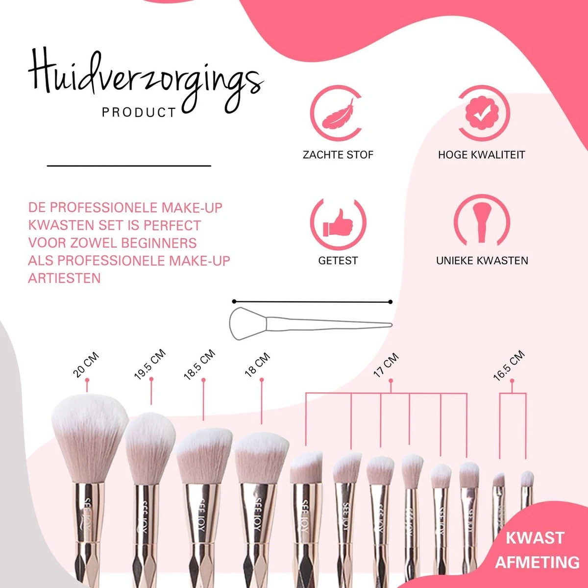 BeauRose Make Up Kwasten Set - Make Up Brush - Oogschaduw - Foundation Kwast - Poeder Kwast - Brush - Make Up - Cosmetica - Kwasten Set – Make Up Tasje - 12 Stuks 3 BeauRose Make Up Kwasten Set - Make Up Brush - Oogschaduw - Foundation Kwast - Poeder Kwast - Brush - Make Up - Cosmetica - Kwasten Set – Make Up Tasje - 12 Stuks - Afbeelding 3