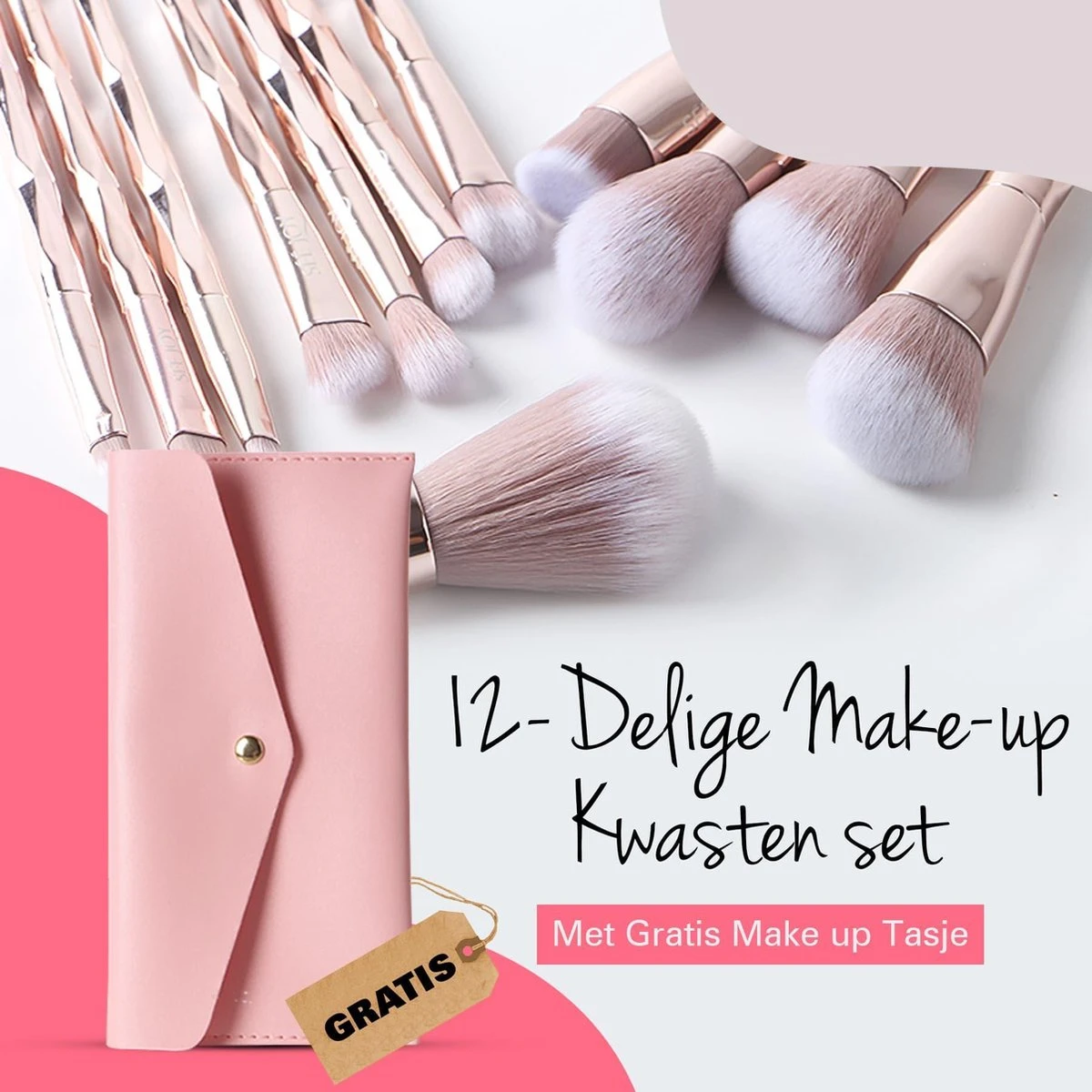BeauRose Make Up Kwasten Set - Make Up Brush - Oogschaduw - Foundation Kwast - Poeder Kwast - Brush - Make Up - Cosmetica - Kwasten Set – Make Up Tasje - 12 Stuks 5 BeauRose Make Up Kwasten Set - Make Up Brush - Oogschaduw - Foundation Kwast - Poeder Kwast - Brush - Make Up - Cosmetica - Kwasten Set – Make Up Tasje - 12 Stuks - Afbeelding 5