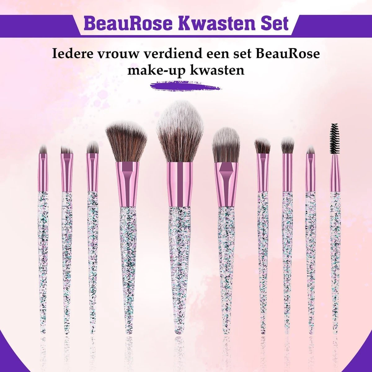 Make Up Kwasten Set - Make Up Brush - Oogschaduw - Foundation Kwast - Poeder Kwast - Brush - Make Up - Cosmetica - Kwasten Set – Make Up Tasje - 10 Stuks 5 Make Up Kwasten Set - Make Up Brush - Oogschaduw - Foundation Kwast - Poeder Kwast - Brush - Make Up - Cosmetica - Kwasten Set – Make Up Tasje - 10 Stuks - Afbeelding 5