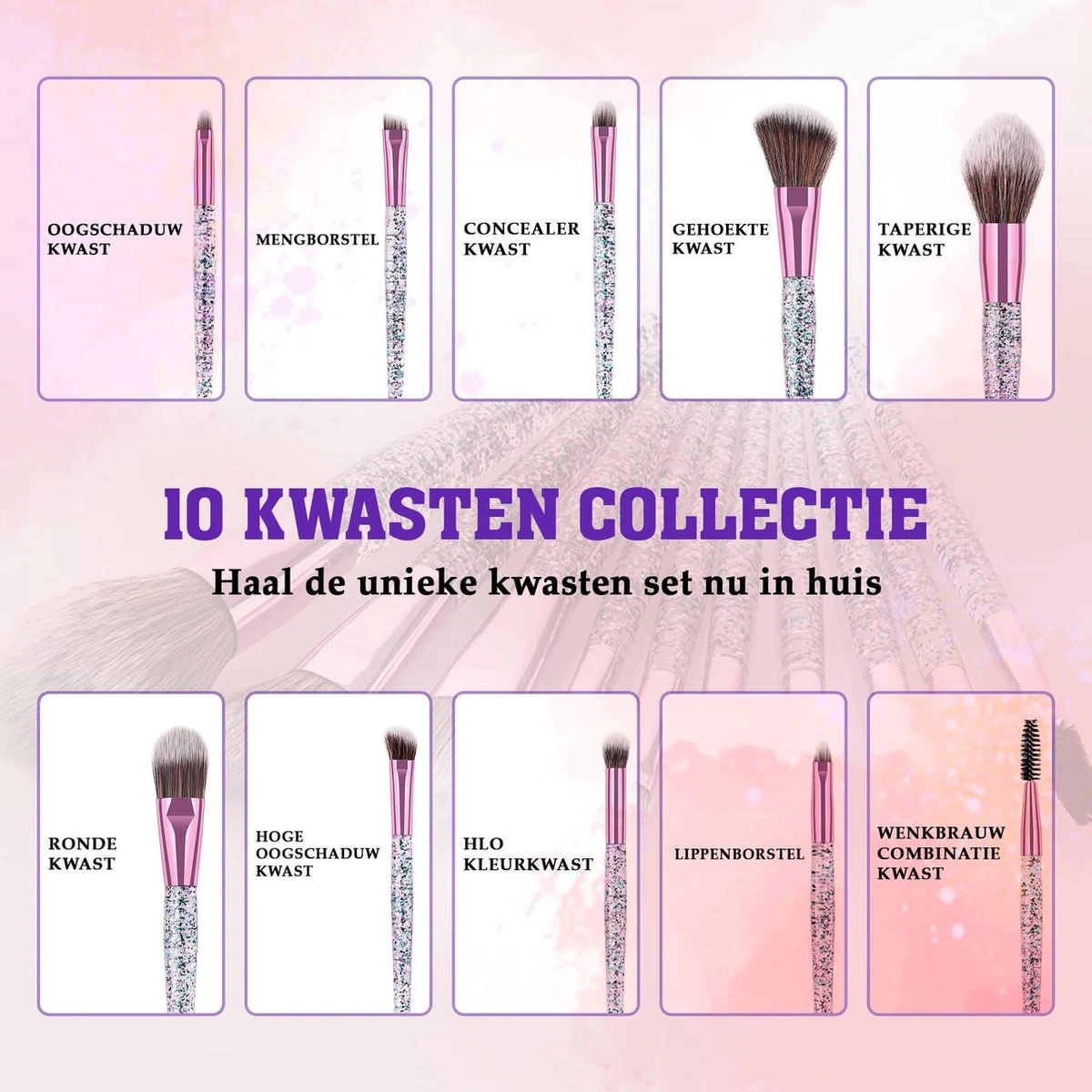 Make Up Kwasten Set - Make Up Brush - Oogschaduw - Foundation Kwast - Poeder Kwast - Brush - Make Up - Cosmetica - Kwasten Set – Make Up Tasje - 10 Stuks 9 Make Up Kwasten Set - Make Up Brush - Oogschaduw - Foundation Kwast - Poeder Kwast - Brush - Make Up - Cosmetica - Kwasten Set – Make Up Tasje - 10 Stuks - Afbeelding 9