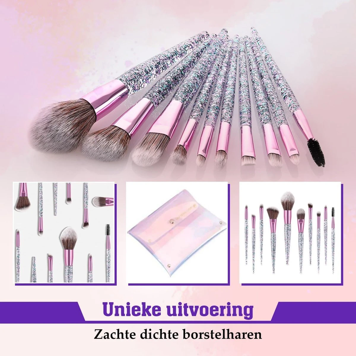 Make Up Kwasten Set - Make Up Brush - Oogschaduw - Foundation Kwast - Poeder Kwast - Brush - Make Up - Cosmetica - Kwasten Set – Make Up Tasje - 10 Stuks 10 Make Up Kwasten Set - Make Up Brush - Oogschaduw - Foundation Kwast - Poeder Kwast - Brush - Make Up - Cosmetica - Kwasten Set – Make Up Tasje - 10 Stuks - Afbeelding 10