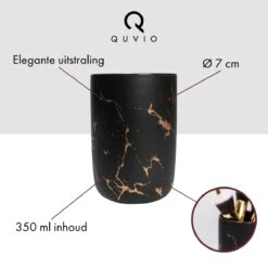 QUVIO Make-up Kwastenhouder / Tandenborstelhouder / Organizer / Beker - Zwart Met Goud -Cosmetisch Korting 1200x1200 628