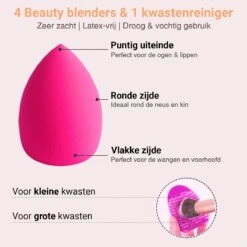Bestope Make Up Kwasten Set Met Beauty Blenders 16 Delig - Brush Set - Kwasten Reiniger - Rosé Goud -Cosmetisch Korting 1200x1200 641