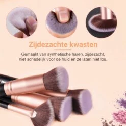 Bestope Make Up Kwasten Set Met Beauty Blenders 16 Delig - Brush Set - Kwasten Reiniger - Rosé Goud -Cosmetisch Korting 1200x1200 643