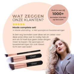 Bestope Make Up Kwasten Set Met Beauty Blenders 16 Delig - Brush Set - Kwasten Reiniger - Rosé Goud -Cosmetisch Korting 1200x1200 645
