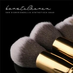 Evvie Set Van 10 Make-up Kwasten Kabuki In Etui Marble - Zwart-Goud -Cosmetisch Korting 1200x1200 657