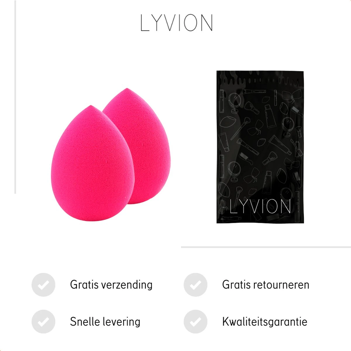 LYVION Make-up Blender Roze - Powder Puff Sponsje - Blending Foundation Pink - Set Van 2 5 LYVION Make-up Blender Roze - Powder Puff Sponsje - Blending Foundation Pink - Set Van 2 - Afbeelding 5