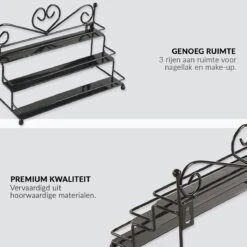 Confibel Nagellak Organizer - Nagellak Flesjes Houder - Essentiële Oliën Organizer - Rek Voor Flesjes - Wanddecoratie - Zwart -Cosmetisch Korting 1200x1200 811