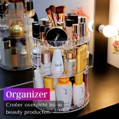 LuZana Make-Up Organizer - Beauty Organizer Voor Make Up - 360° Roterend - Opbergbox - Opbergdoos Cosmetica - Sieradendoos - Nagellak - Lippenstift - Transparant - Cadeautje Voor Vrouw -Cosmetisch Korting 1200x1200 819