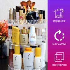 LuZana Make-Up Organizer - Beauty Organizer Voor Make Up - 360° Roterend - Opbergbox - Opbergdoos Cosmetica - Sieradendoos - Nagellak - Lippenstift - Transparant - Cadeautje Voor Vrouw -Cosmetisch Korting 1200x1200 821