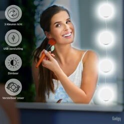 Gadgy Hollywood Spiegel Met Verlichting – Spiegel Met Licht - 10 LED Lampen - Dimbaar (SPIEGEL NIET INBEGREPEN)