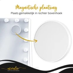 Novalie Hollywood Spiegel Met Verlichting - 65 Cm X 50 Cm - Make Up Spiegel Met Led Lampen – Visagie – Dimbaar / 3 Lichtstanden – Voor Hem / Haar Cadeau – 10x Vergroting – Met Tru-Daylight Verlichting – Wit -Cosmetisch Korting 1200x1200 834