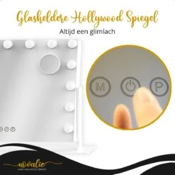 Novalie Hollywood Spiegel Met Verlichting - 65 Cm X 50 Cm - Make Up Spiegel Met Led Lampen – Visagie – Dimbaar / 3 Lichtstanden – Voor Hem / Haar Cadeau – 10x Vergroting – Met Tru-Daylight Verlichting – Wit -Cosmetisch Korting 1200x1200 844
