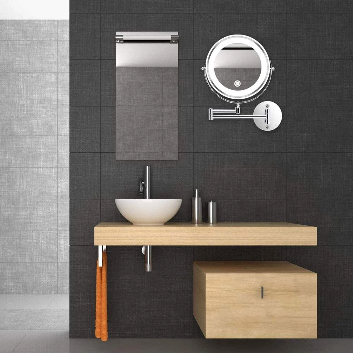 MH Products - Make Up Spiegel - Rond - Wanspiegel - Spiegellamp - 5x Vergroting - 17,5 Cm CM 7 MH Products - Make Up Spiegel - Rond - Wanspiegel - Spiegellamp - 5x Vergroting - 17,5 Cm CM - Afbeelding 7