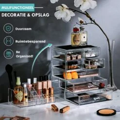 Merkloos XL Make-Up Organizer - 22 Opbergvakken - Tweedelig - Acryl -Cosmetisch Korting 1200x1200 873