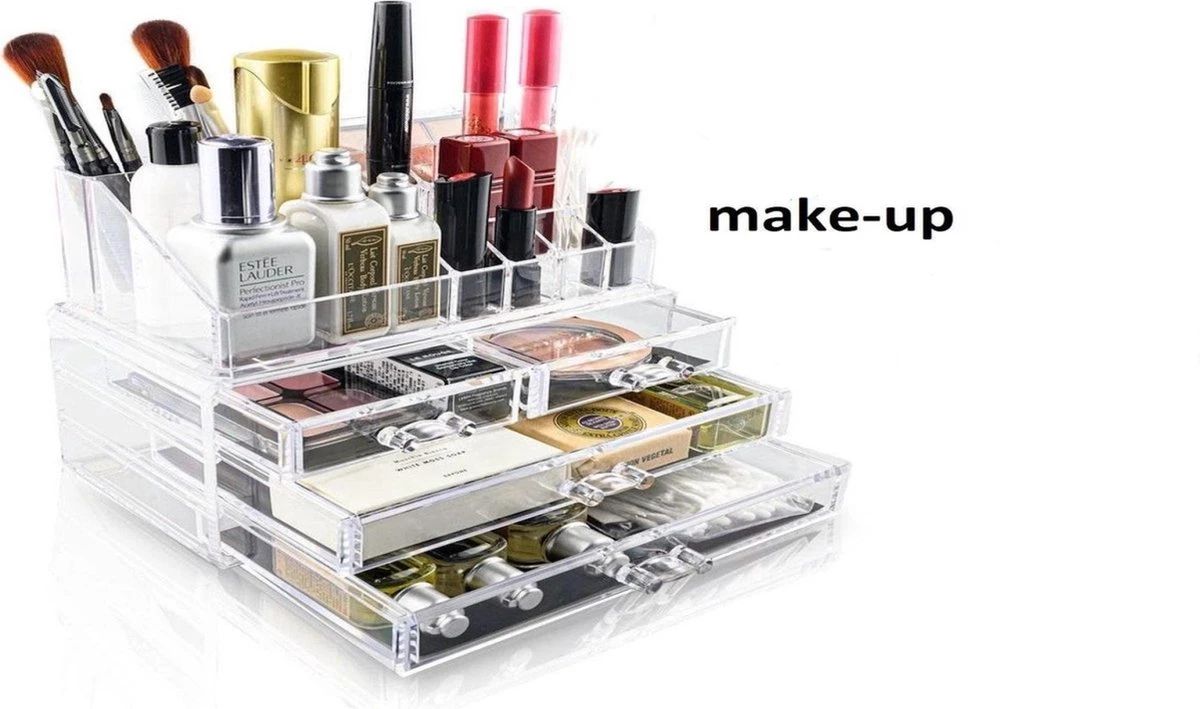 Merkloos Make-up Organizer - Tweedelig - Cosmetica Opbergdoos 2 Merkloos Make-up Organizer - Tweedelig - Cosmetica Opbergdoos - Afbeelding 2