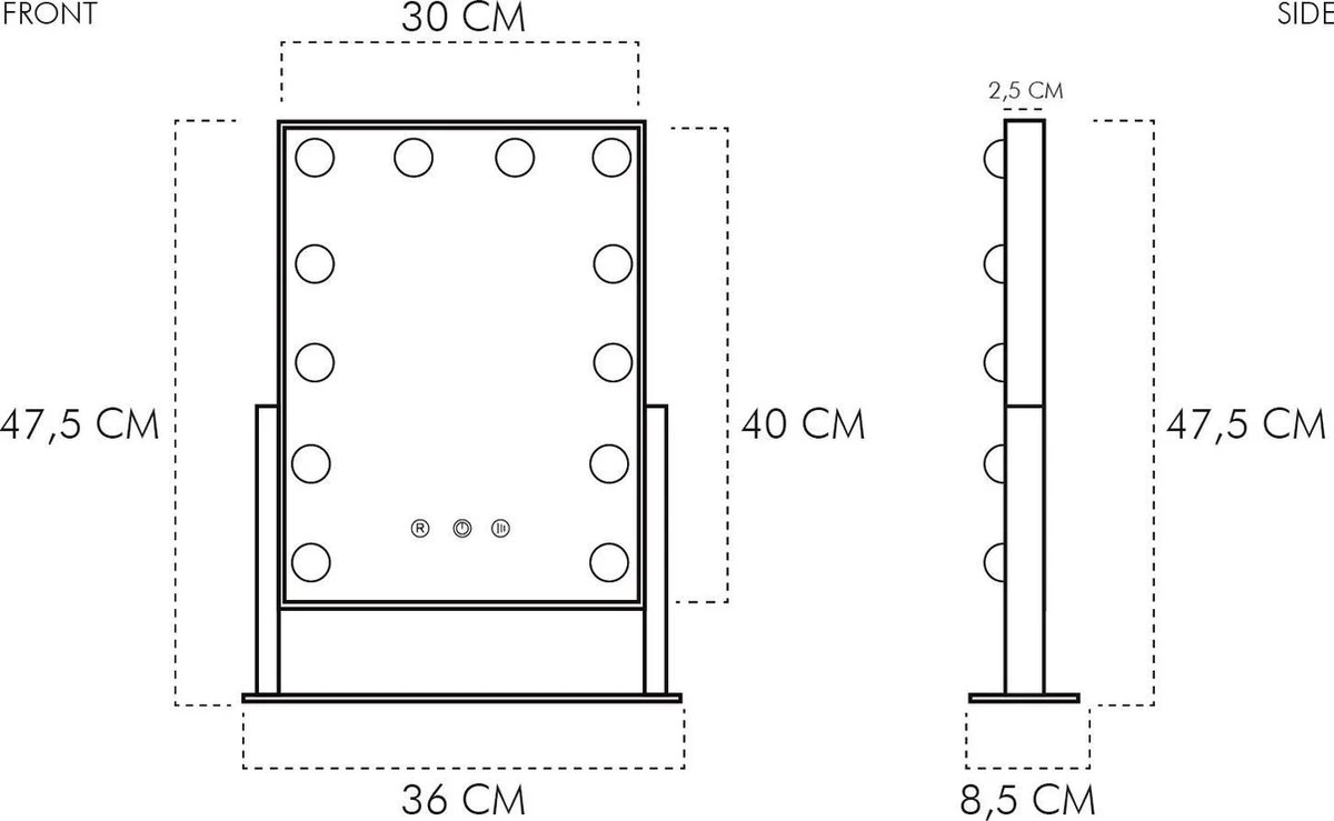 United Entertainment - Hollywood Spiegel Met 12 LEDs - 36x47,5 Cm - Wit 5 United Entertainment - Hollywood Spiegel Met 12 LEDs - 36x47,5 Cm - Wit - Afbeelding 5