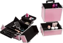 TecTake Cosmetica Koffer Met 3 Etages - Roze - Make-up Koffer -Cosmetisch Korting 1200x826