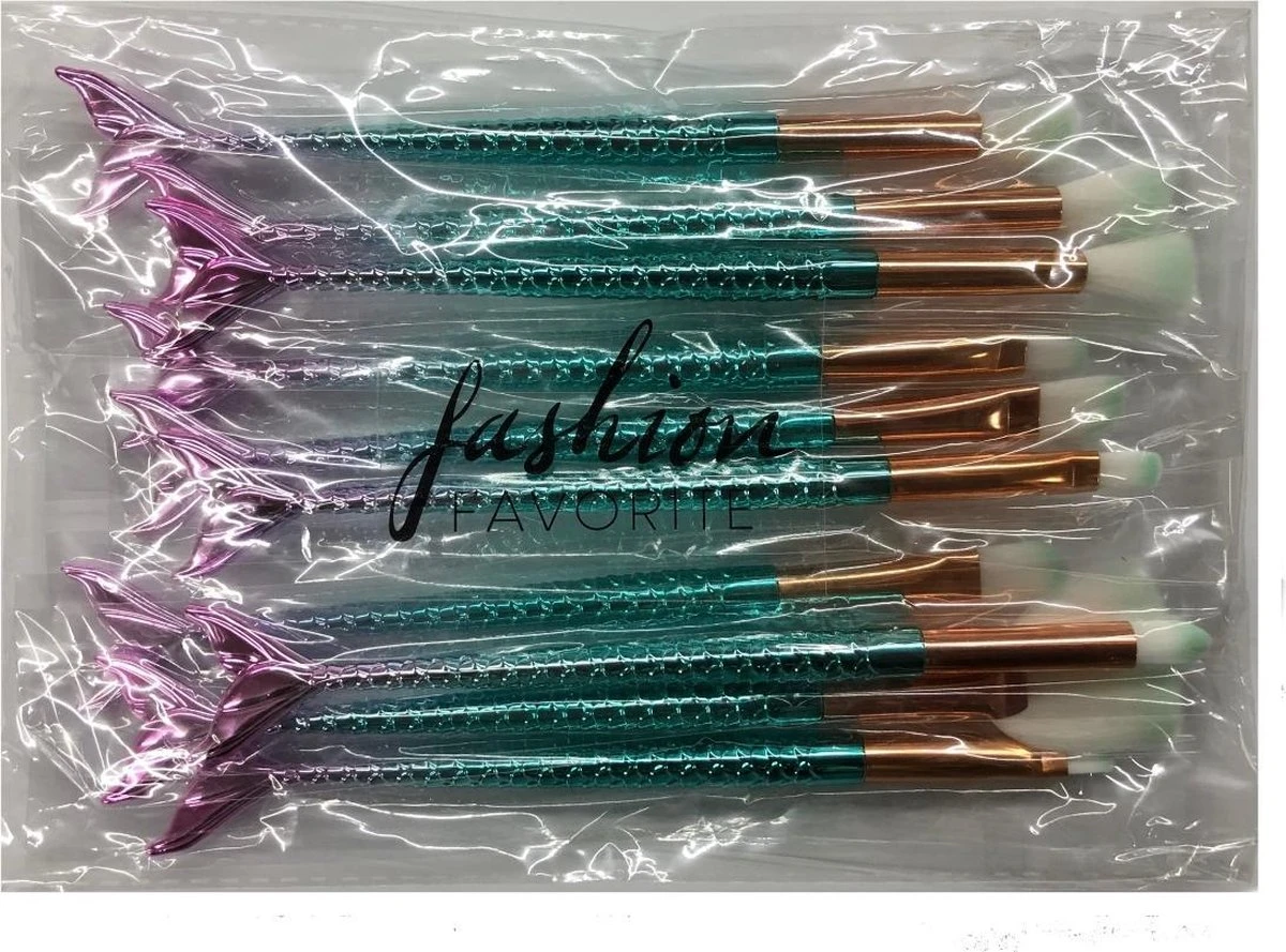 10-delige Make-up Kwasten/Brush Set | Mermaid / Zeemeermin | Fashion Favorite 4 10-delige Make-up Kwasten/Brush Set | Mermaid / Zeemeermin | Fashion Favorite - Afbeelding 4