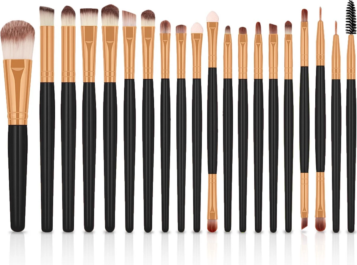 Evvie 20-delige Make-up Kwasten Set - Goud Zwart 1 Evvie 20-delige Make-up Kwasten Set - Goud Zwart