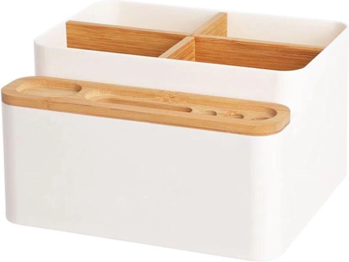 LYVION Make-up En Bureau Organizer - Kunststof En Bamboe 1 LYVION Make-up En Bureau Organizer - Kunststof En Bamboe