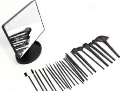 De Ultieme Make-up Ervaring: Cosmetische Spiegel Met 16 LED's En Set Van 24 Professionele Make-up Kwasten - Perfect Voor Een Vlekkeloze En Verlichte Look! Spiegel - Kwasten - Make-up Kwasten - Make-up Spiegel - Verlichting - LED - -Cosmetisch Korting 1200x908 2