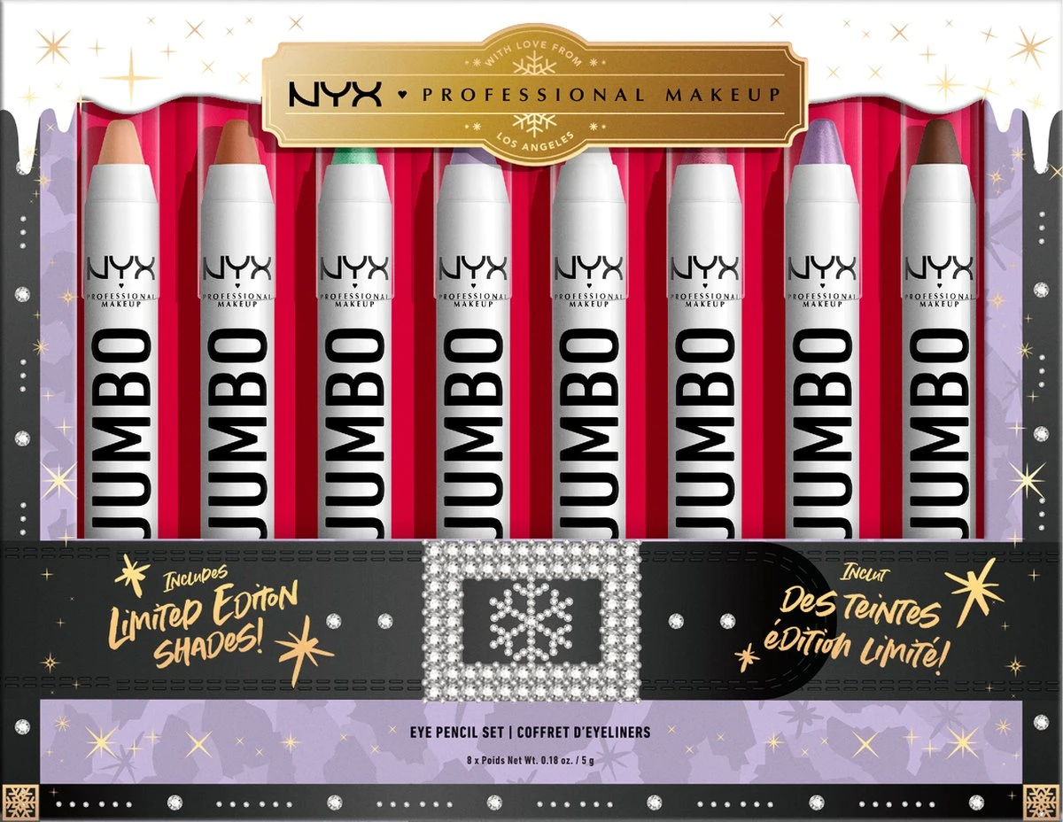 NYX Professional Makeup - Holidays 2022 Mrs Claus - Jumbo Eye Vault - 8 Jumbo Eye Pencils 1 NYX Professional Makeup - Holidays 2022 Mrs Claus - Jumbo Eye Vault - 8 Jumbo Eye Pencils