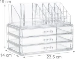 Relaxdays Make-up Organizer Klein - Stapelbaar - Sieradendoosje - Cosmetica - Opbergbox - Doorzichtig -Cosmetisch Korting 1200x939 4